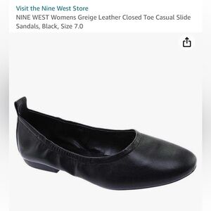 NINE WEST Womens Leather Closed Toe Casual Slide Sandals, Black, Size 7